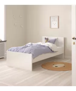 Giroletto singolo "Naia" rivestito in nobilitato bianco lucido 90x190 cm