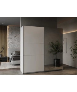ARMADIO "GHOST" BIANCO CON ANTE SCORREVOLI E SPECCHIO, 194X59X203 CM