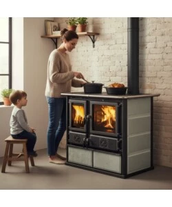 Cucina a legna La Nordica Extraflame "Rosa 5.0" pietra 8.8 kW