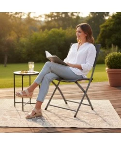 SEDIA PIEGHEVOLE DA ESTERNO EUROGARDEN "AZALEA" GRIGIO 54X51X83 CM