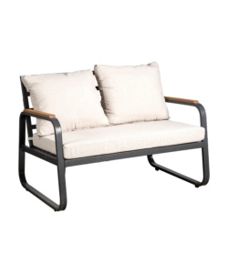 SET DA GIARDINO EUROGARDEN "ANTURIUM" IN ALLUMINIO NERO E CUSCINI ECRÙ 4 SEDUTE