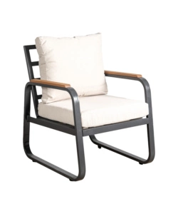 SET DA GIARDINO EUROGARDEN "ANTURIUM" IN ALLUMINIO NERO E CUSCINI ECRÙ 4 SEDUTE