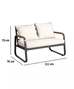 SET DA GIARDINO EUROGARDEN "ANTURIUM" IN ALLUMINIO NERO E CUSCINI ECRÙ 4 SEDUTE