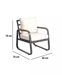 SET DA GIARDINO EUROGARDEN "ANTURIUM" IN ALLUMINIO NERO E CUSCINI ECRÙ 4 SEDUTE