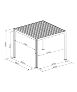 PERGOLA BIOCLIMATICA DA ESTERNO EUROGARDEN "ATENA" CON APERTURA A MANOVELLA IN ALLUMINIO ANTRACITE 3X3 MT