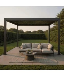 PERGOLA BIOCLIMATICA DA ESTERNO EUROGARDEN "ATENA" CON APERTURA A MANOVELLA IN ALLUMINIO ANTRACITE 3X4 M