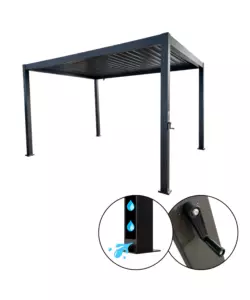 PERGOLA BIOCLIMATICA DA ESTERNO EUROGARDEN "ATENA" CON APERTURA A MANOVELLA IN ALLUMINIO ANTRACITE 3X4 M