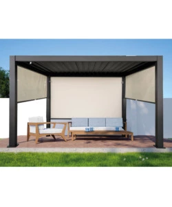 TENDA LATERALE OSCURANTE PER PERGOLA BIOCLIMATICA EURO GARDEN "ATENA ED ERA" IN TEXTILENE ECRÙ LATO 4 MT