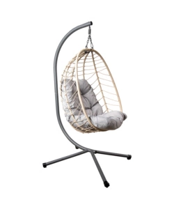 POLTRONA SOSPESA DA ESTERNO PIEGHEVOLE EUROGARDEN IN METALLO E PE RATTAN GRIGIO 92X65X110 CM
