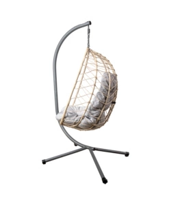 POLTRONA SOSPESA DA ESTERNO PIEGHEVOLE EUROGARDEN IN METALLO E PE RATTAN GRIGIO 92X65X110 CM