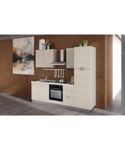 COMPOSIZIONE CUCINA COMPLETA ARES CON LAVELLO A SINISTRA E PIANO COTTURA A GAS, 255X60X216 CM