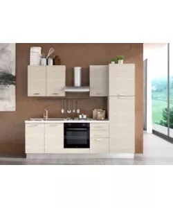 COMPOSIZIONE CUCINA COMPLETA ARES CON LAVELLO A SINISTRA E PIANO COTTURA A GAS, 255X60X216 CM
