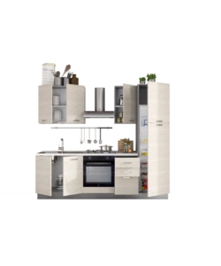 COMPOSIZIONE CUCINA COMPLETA ARES CON LAVELLO A SINISTRA E PIANO COTTURA A GAS, 255X60X216 CM