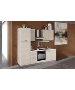 COMPOSIZIONE CUCINA COMPLETA ARES CON LAVELLO A DESTRA E PIANO COTTURA AD INDUZIONE, 255X60X216 CM