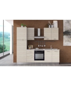 COMPOSIZIONE CUCINA COMPLETA ARES CON LAVELLO A DESTRA E PIANO COTTURA AD INDUZIONE, 255X60X216 CM