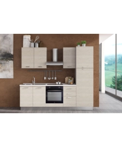COMPOSIZIONE CUCINA COMPLETA ARES CON LAVELLO A SINISTRA E PIANO COTTURA AD INDUZIONE, 255X60X216 CM