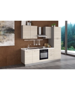 COMPOSIZIONE CUCINA COMPLETA ARES CON LAVELLO A SINISTRA E PIANO COTTURA AD INDUZIONE, 255X60X216 CM