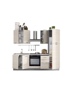 COMPOSIZIONE CUCINA COMPLETA ARES CON LAVELLO A SINISTRA E PIANO COTTURA AD INDUZIONE, 255X60X216 CM