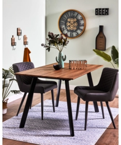TAVOLO ALLUNGABILE "WILDER" NERO E LEGNO, 140-180X80X76 CM