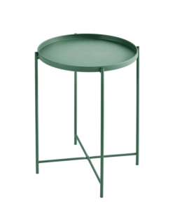 TAVOLINO SALOTTO "FROSTY" IN METALLO VERDE, Ø38 CM