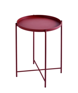 TAVOLINO SALOTTO "FROSTY" IN METALLO ROSSO, Ø38 CM