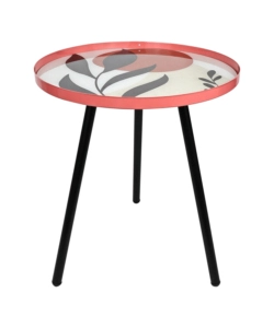 TAVOLINO DA SALOTTO "MIRA" ROSA E NERO, Ø35 CM