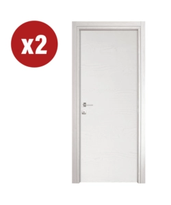 2 PORTE BATTENTI DA INTERNO REVERSIBILI FRASSINO BIANCO, 70X210 CM