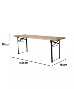 SET BIRRERIA DA GIARDINO PIEGHEVOLE EUROGARDEN IN LEGNO E METALLO DUE PANCHE CON SCHIENALE E TAVOLO 200X70 CM