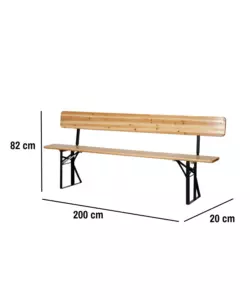 SET BIRRERIA DA GIARDINO PIEGHEVOLE EUROGARDEN IN LEGNO E METALLO DUE PANCHE CON SCHIENALE E TAVOLO 200X70 CM