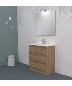 MOBILE BAGNO DA TERRA "LEONARDO" 3 CASSETTI ROVERE, 78X39,5X85 CM