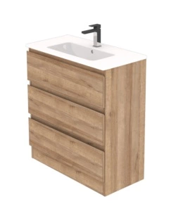 MOBILE BAGNO DA TERRA "LEONARDO" 3 CASSETTI ROVERE, 78X39,5X85 CM