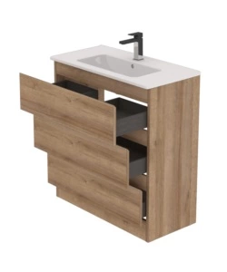 MOBILE BAGNO DA TERRA "LEONARDO" 3 CASSETTI ROVERE, 78X39,5X85 CM