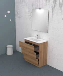 MOBILE BAGNO DA TERRA "LEONARDO" 3 CASSETTI ROVERE, 78X39,5X85 CM