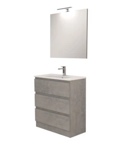 MOBILE BAGNO DA TERRA "LEONARDO" 3 CASSETTI CEMENTO, 78X39,5X85 CM
