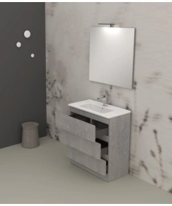 MOBILE BAGNO DA TERRA "LEONARDO" 3 CASSETTI CEMENTO, 78X39,5X85 CM