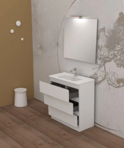 MOBILE BAGNO DA TERRA "LEONARDO" 3 CASSETTI BIANCO, 78X39,5X85 CM