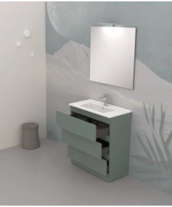 MOBILE BAGNO DA TERRA "LEONARDO" 3 CASSETTI VERDE SALVIA, 78X39,5X85 CM