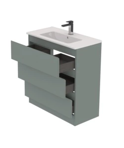 MOBILE BAGNO DA TERRA "LEONARDO" 3 CASSETTI VERDE SALVIA, 78X39,5X85 CM