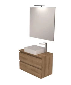 MOBILE BAGNO "LEONARDO" ROVERE CON LAVELLO AD APPOGGIO, 78X40X50 CM