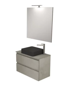 MOBILE BAGNO "LEONARDO" CEMENTO CON LAVELLO AD APPOGGIO, 78X40X50 CM