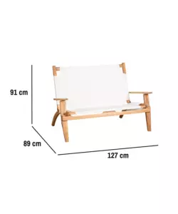 SET DA ESTERNO PIEGHEVOLE EUROGARDEN "PRIMAVERA" IN LEGNO DI ACACIA E POLIESTERE ECRÙ 4 SEDUTE E TAVOLINO