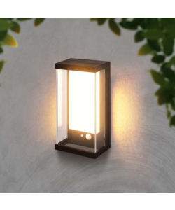 APPLIQUE NERO A LED CON PANNELLO SOLARE 3000K, 8,3X12,6X25,2 CM