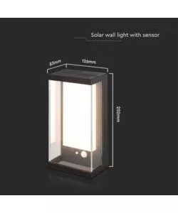 APPLIQUE NERO A LED CON PANNELLO SOLARE 3000K, 8,3X12,6X25,2 CM