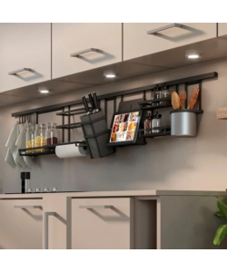 PROFILO PER ACCESSORI DA CUCINA SOSPESI "TITANE" ACCIAIO GRIGIO ANTRACITE, EMUCA
