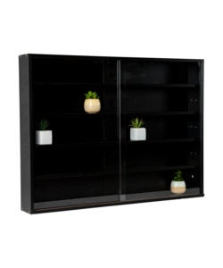 VETRINETTA ESPOSITORE PER COLLEZIONISMO BELLAHOME NERO CON ANTE IN VETRO TEMPERATO 80X11X60 CM