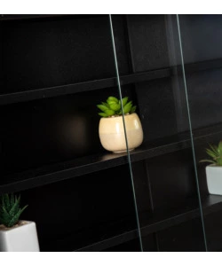 VETRINETTA ESPOSITORE PER COLLEZIONISMO BELLAHOME NERO CON ANTE IN VETRO TEMPERATO 80X11X60 CM