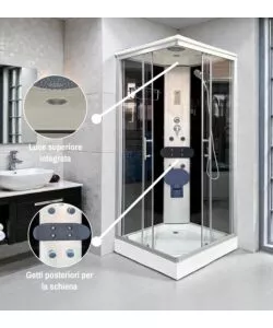 DOCCIA IDROMASSAGGIO DECOR BAGNO "VENERE" CON SEDILE 90X90X215 CM