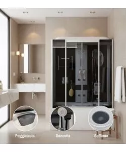 DOCCIA IDROMASSAGGIO DECOR BAGNO "DEMETRA" CON SEDILE 150X85X210 CM
