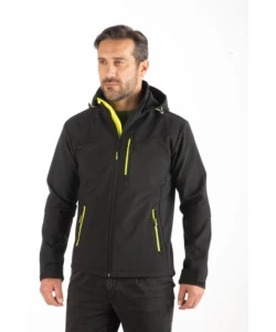 GIACCA DA LAVORO SOFT SHELL WRK "WRK502" COLORE NERO CON CAPPUCCIO, TG M