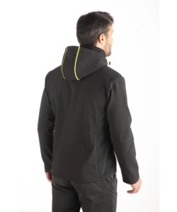 GIACCA DA LAVORO SOFT SHELL WRK "WRK502" COLORE NERO CON CAPPUCCIO, TG M